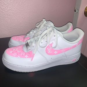 Custom Louis Vuitton pink air forces